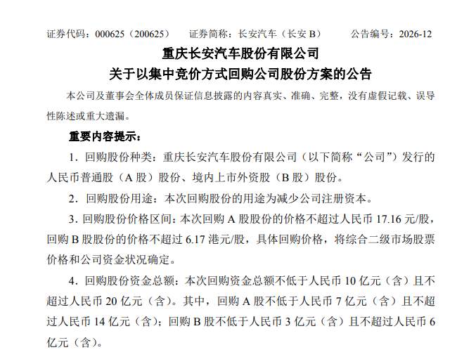 135-长安汽车回购